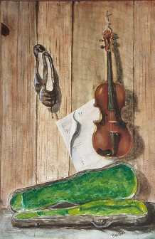 Morris Painting of Violin and Ballet Shoes